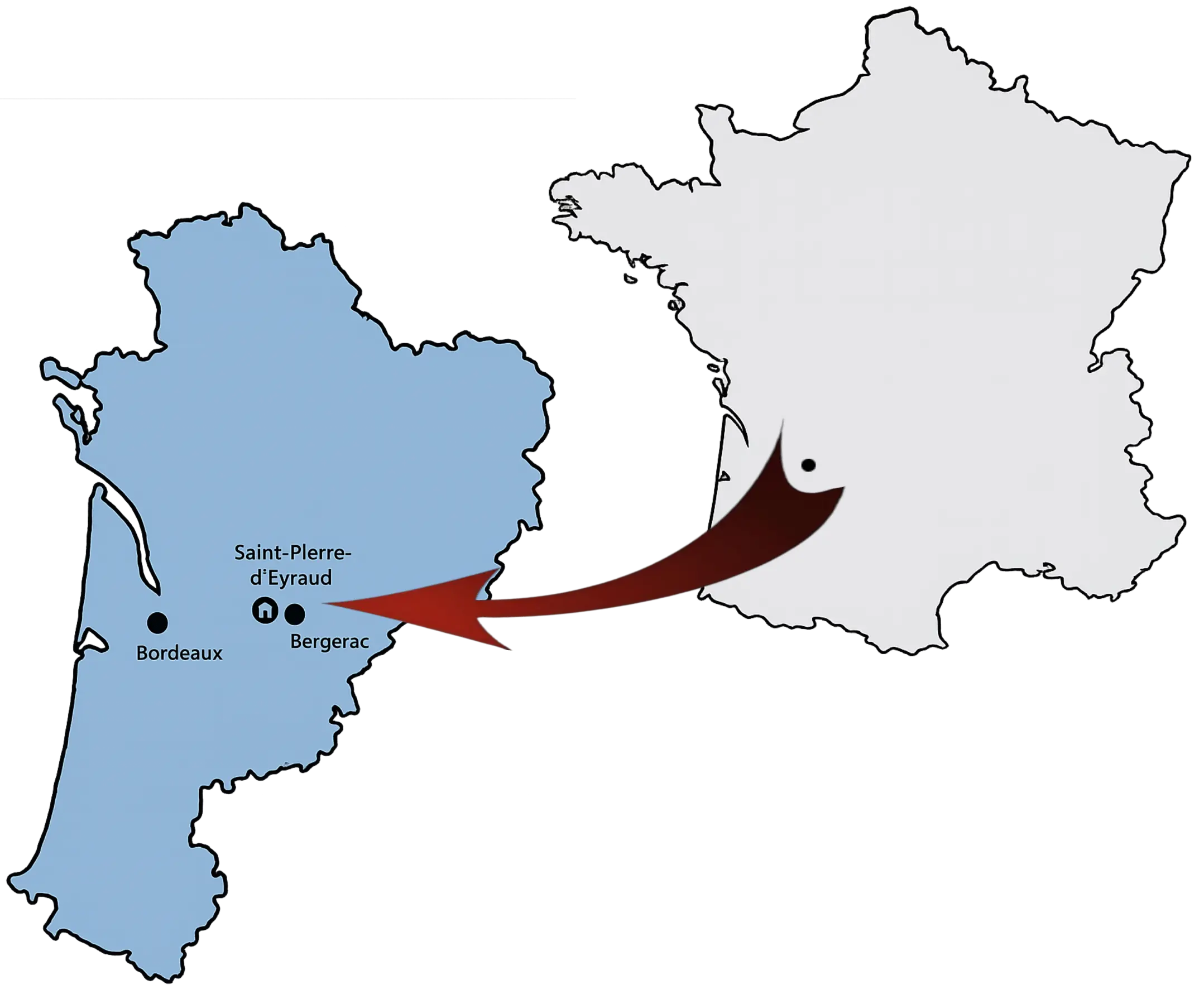 Localisation du Gîte du Chêne Familial